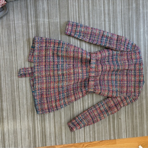 L'AGENCE Colorful Tweed Belted Blazer Coat - Picture 2 of 7